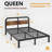 Queen Size Black Metal Platform Bed with 40-Inch Solid Wood Headboard, Underbed Storage, Noise-Free Support, No Box Spring Needed-2015625706-2025536610