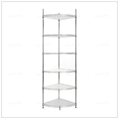 Étagère de coin réglable en métal à 6 niveaux, présentoir de rangement en métal robuste pour salle de bain, salon, cuisine - durable et peu encombrant