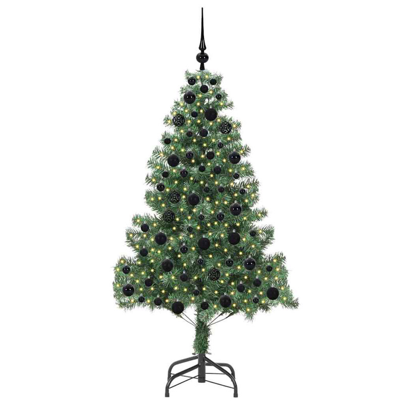 Christmas Tree with 300 LEDs with Stand PVC, Black, 5.91' H