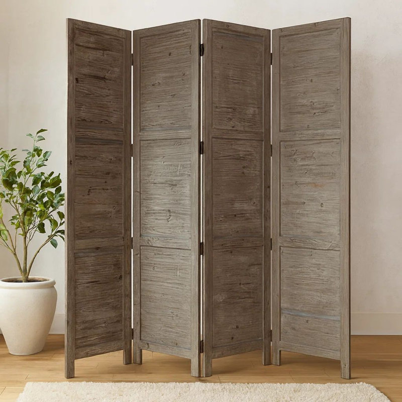 Cloison pliante en bois massif l 76 po x H 84 po, Gris