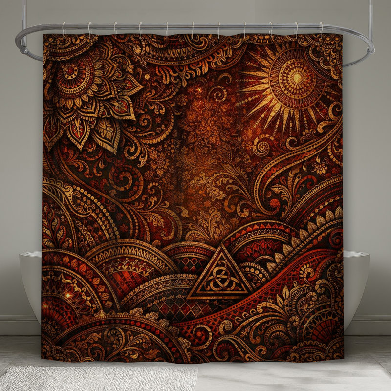 Rideaux de douche complexes à motif ornemental extra long, 70in W x 72in H