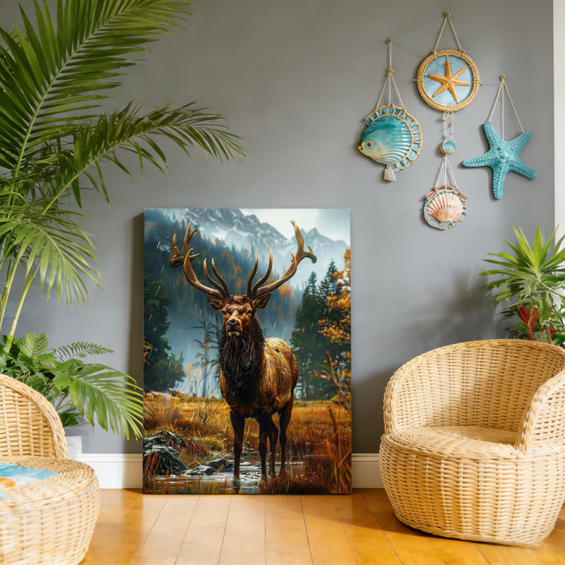 Éléphant majestueux, art mural à cadre en bois à l'arrière, 30 L x 20 l
