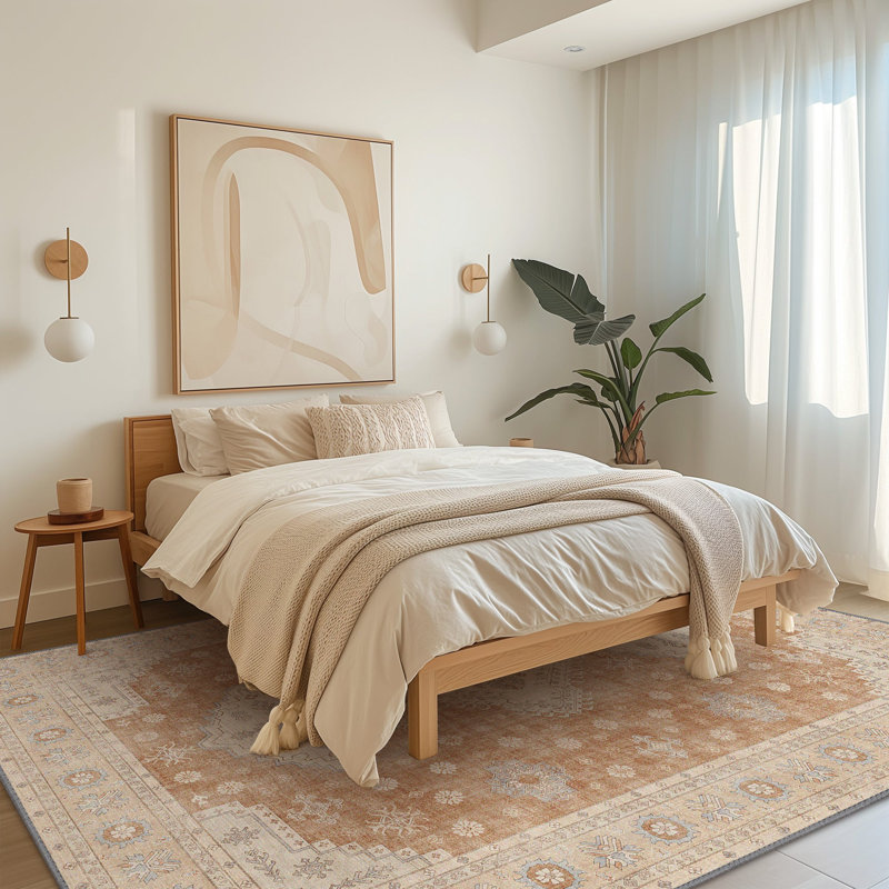 Tapis oriental en brique lavable à la machine 5 x 7, Brique, Rectangle 5 pi x 7 pi