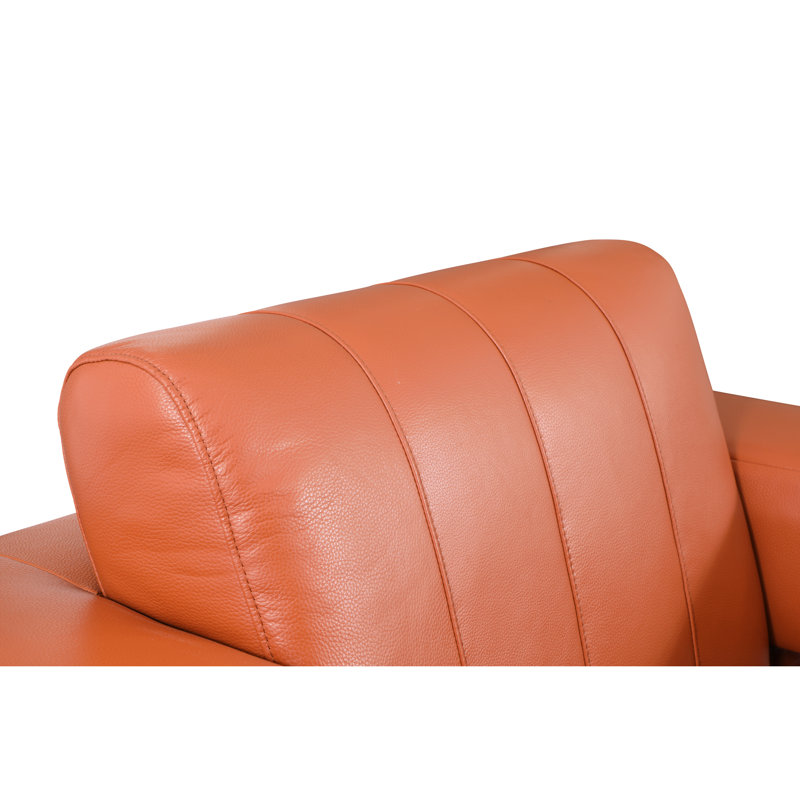 Cuir brun clair avec rembourrage en mousse haute, pieds en acier inoxydable, bois franc séché au four, cuir, structure en bois massif à 3 couches