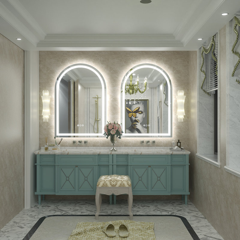 Wayfair Basics® UL Certified LED Anti-Fog Tempered Glass Arch Bathroom/Vanity Mirror , 40" x 28"