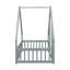 Lit simple en bois avec garde-corps et clôture, gris - Fournit un espace de sommeil confortable et stable