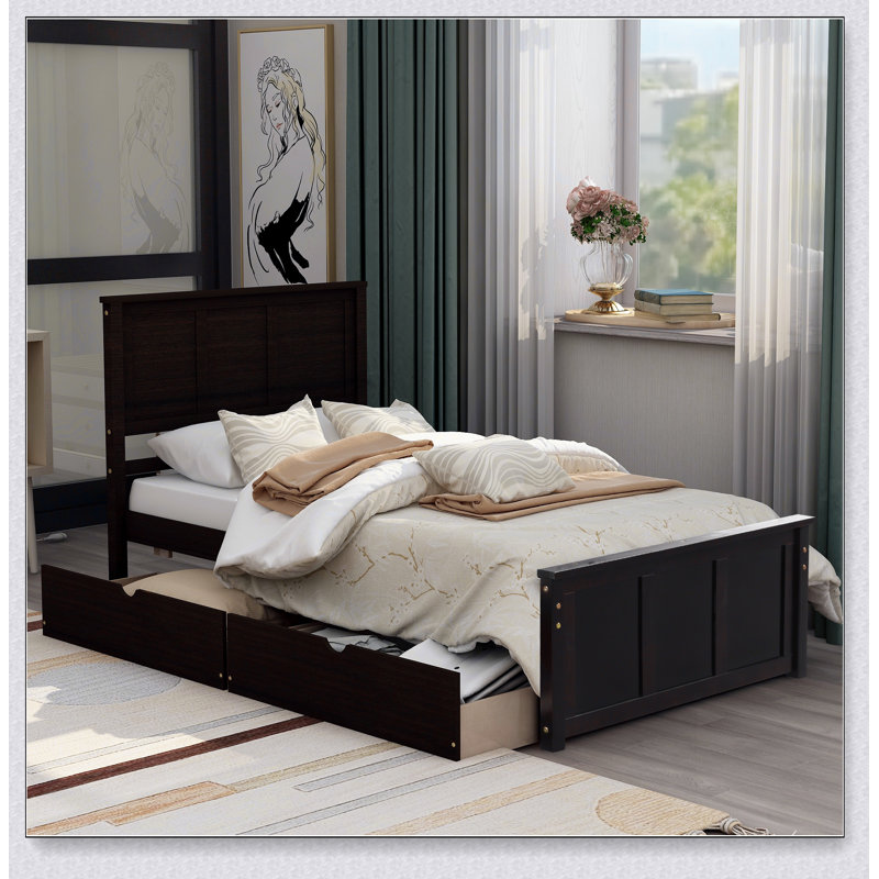 Lit plateforme avec rangement, Espresso
