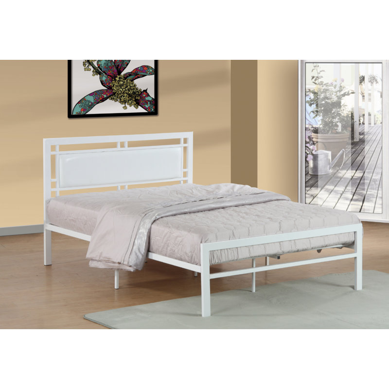 Lit plateforme tapissier Agenor, Blanc, Simple