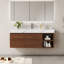 Meuble-lavabo rectangulaire de 48 po avec lavabo simple en céramique, comptoir en pierre frittée, armoire en bois cannelé avec tablettes ouvertes et grand rangement-676462870-676462869