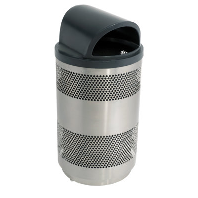 Suncast  24.29 in. W x 24.29 in. D Stainless Steel Trash Can with Perforated Design, Made in the USA