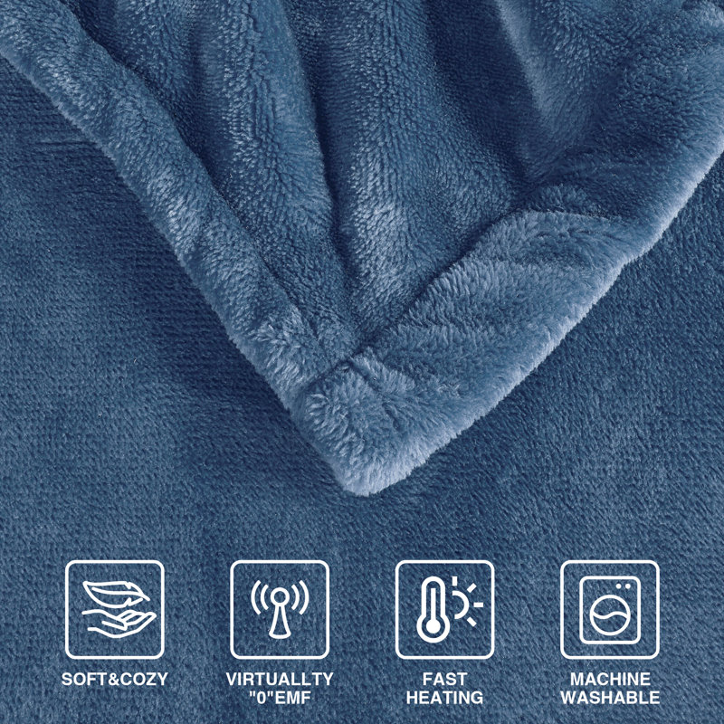 Heated Plush Ultra-Soft Electric Blanket, Full, Sapphire Blue