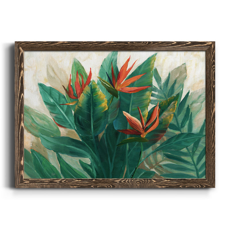 Birds of Paradise - Reproduction d'art sur toile encadrée, Toile avec cadre en noyer, H 31 po x l 44 po x P 1 po