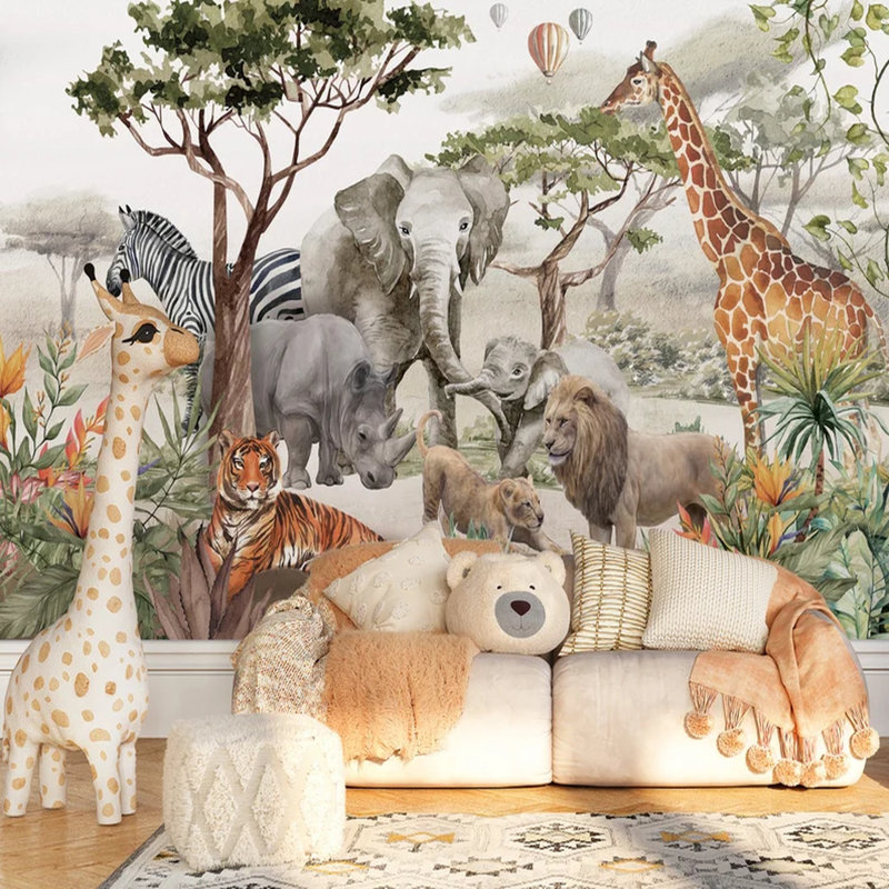 Savanna, aventure faunique avec des bébés et des géants de la jungle, L 96 po x l 108 po