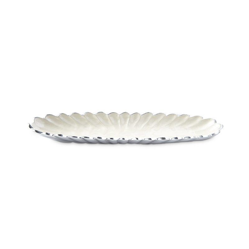 Metal Decorative Tray, White