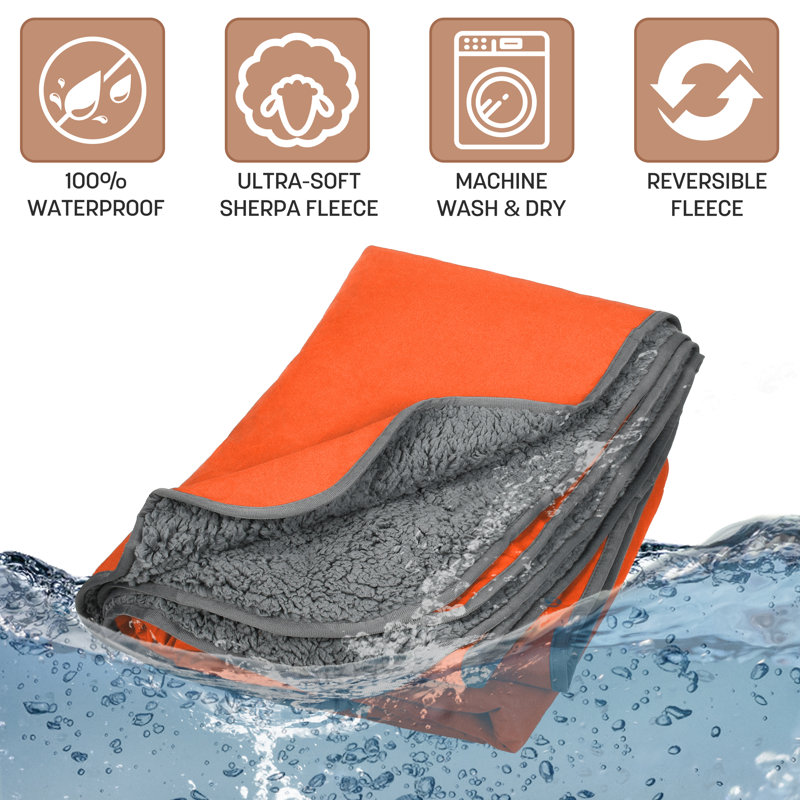 Tirrinia Outdoor Waterproof Blanket, Orange/Gray, 59" W x 79" L