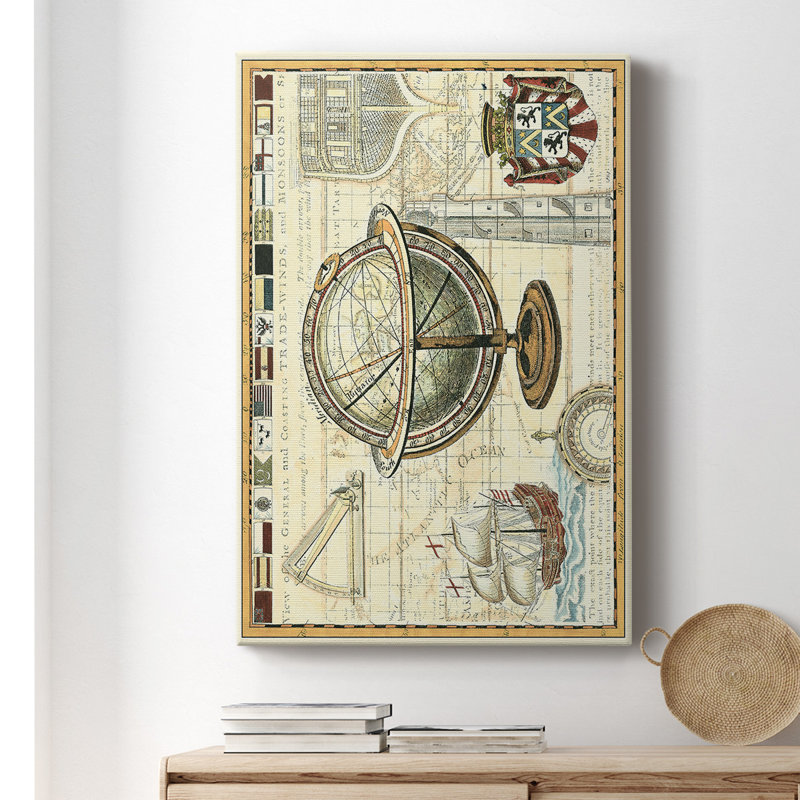Carte nautique II, impression sur toile tendue, H 27 po x l 16 po x P 1 po