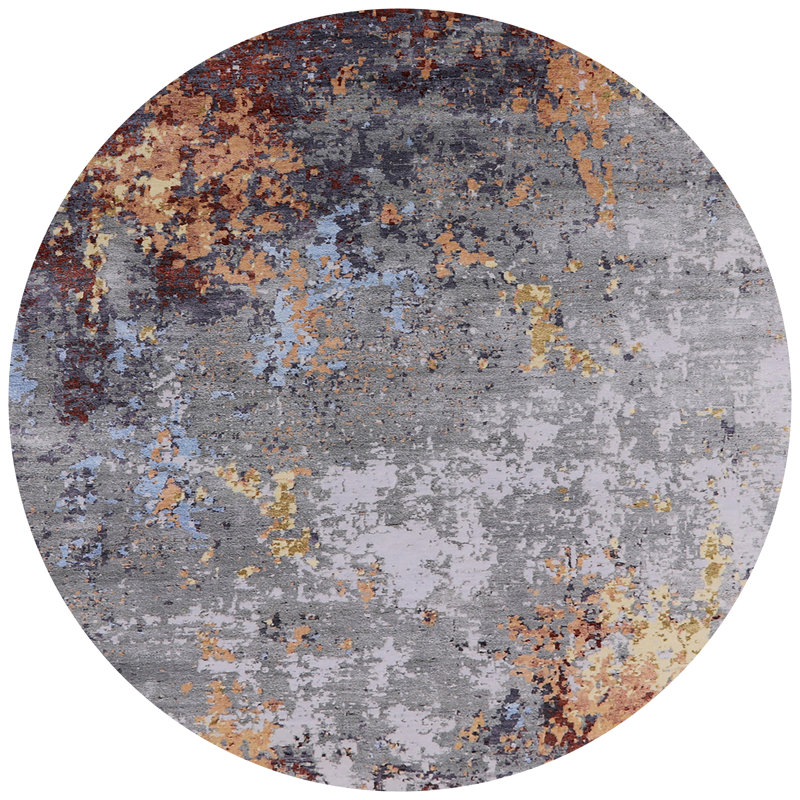 Tapis abstrait gris, Rond 4 pi