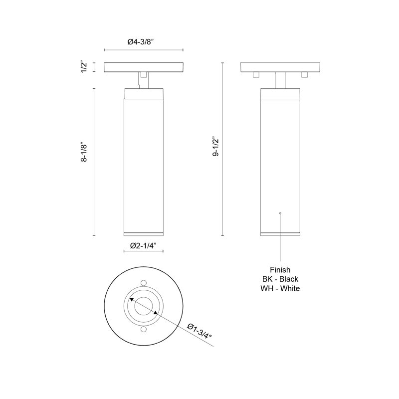 Support pour plafond à DEL 36 po Lorna, Blanc, H 9,5 po x l 4,38 po x P 4,38 po, 10 W