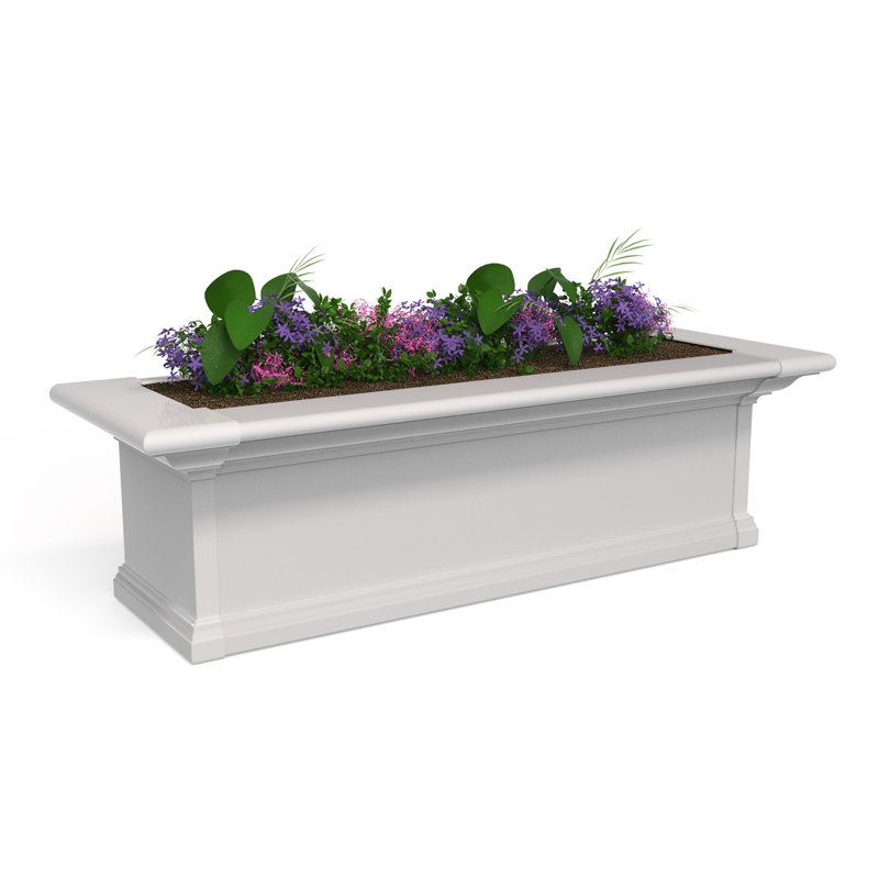 Anand Resin Window Box with Water Reservoir, White, 10" H x 36" W x 12" D