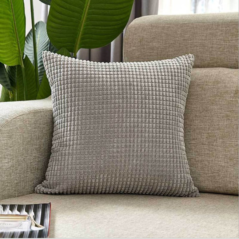  Housse de coussin carrée en polyester, Gris, 18 po x 18 po