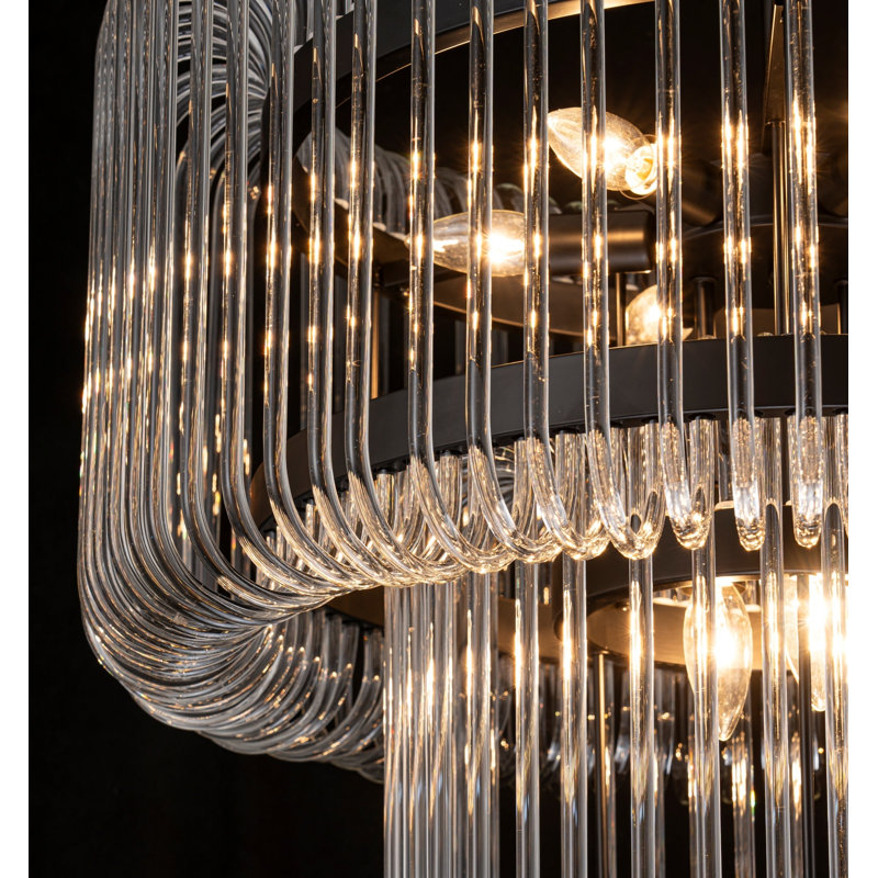 Lustre gradué à 9 lumières Alissya, Noir mat