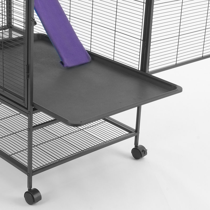39" Black Metal 2-Tier Rolling Small Animal Cage