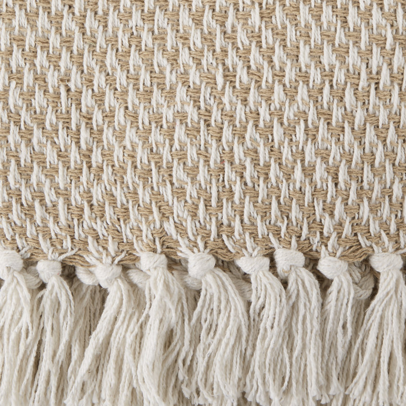 Hand Woven Throw Blanket, Beige