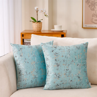 WARISI - Abstract Patterened Velvet Cushion Pillow Cover | Throw Cushion Covers | 2 Pieces | Square