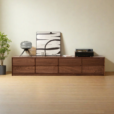 Walnut Wood TV Stand with Four Drawers