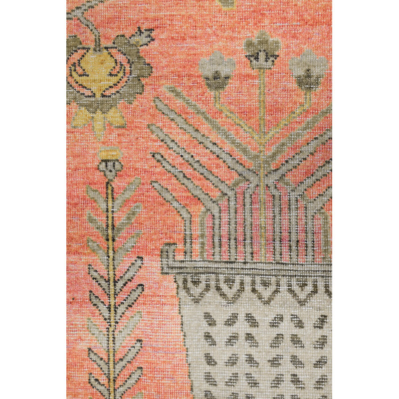 Tapis orange rectangulaire unique de 14 pi 1 po x 17 pi 11 po Rajasthan