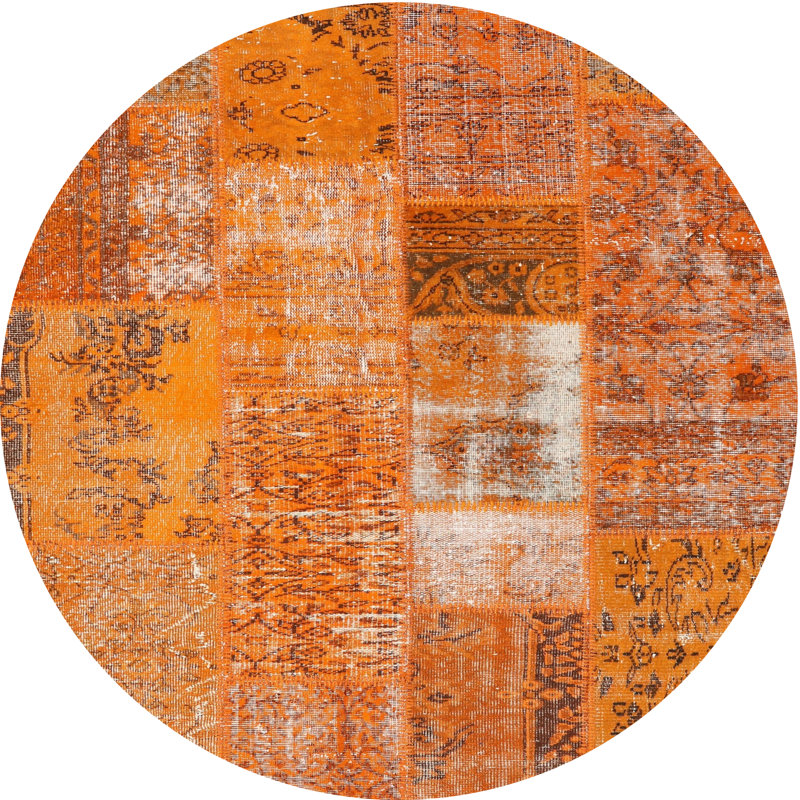 Tapis contemporain orange, Rond 3 pi