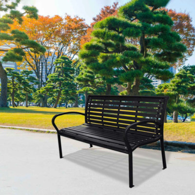 In Patio Bench Black Steel And WPC