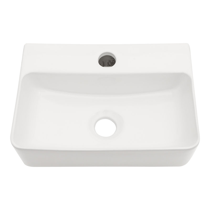 Lavabo de salle de bain mural rectangulaire en céramique, lavabo de salle de bain blanc , 4" H x 14" L x 10" W