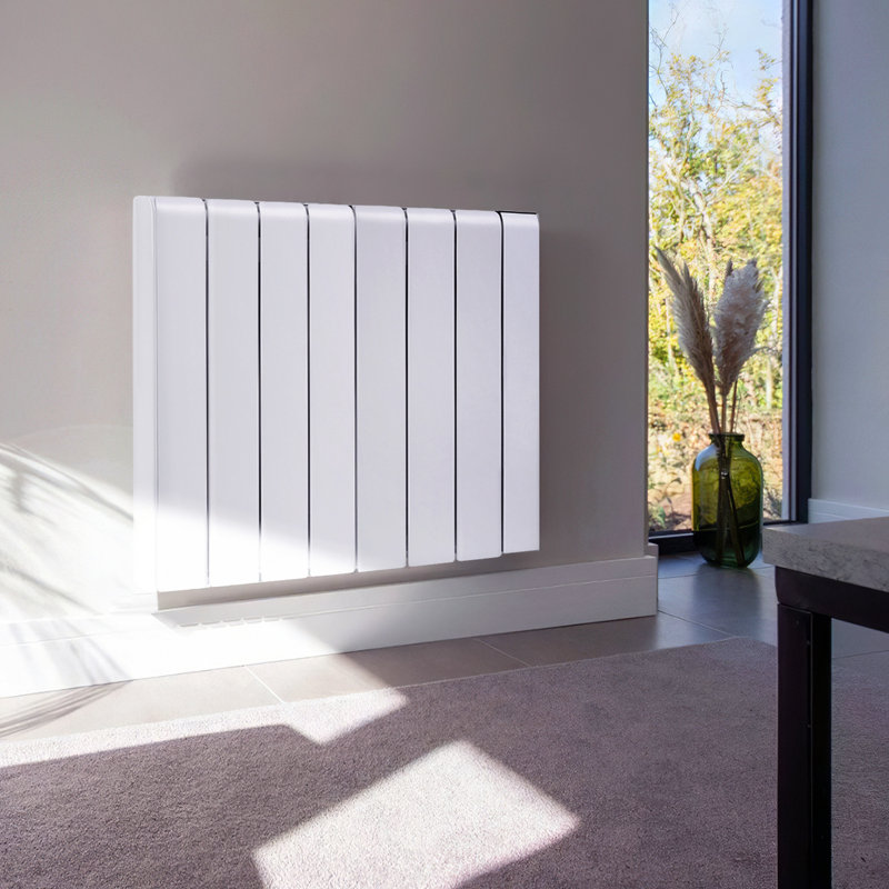 Symple Stuff 5120 BTU Electric Panel Space Heater with Adjustable Thermostat, White, 2000W, 58cm H x 71.5cm W x 5.8cm D