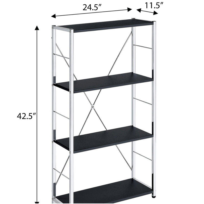4-Tier Rectangular Bookshelf, (4 Shelves) 42.5"H x 24.5"W x 11.5"D