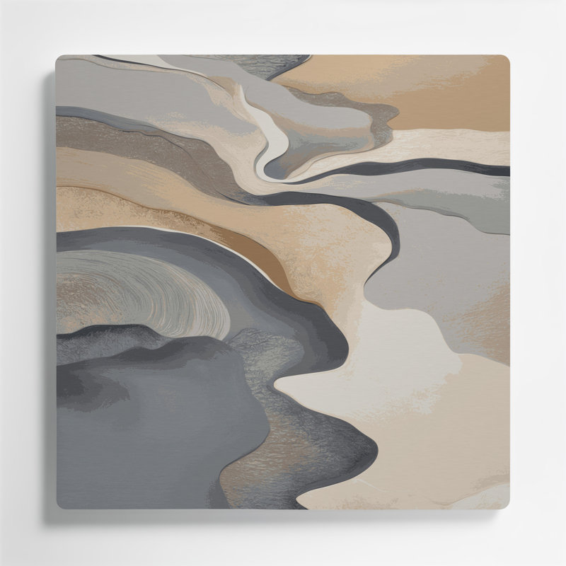 Abstrait paysage 83, art mural en métal beige, H 12 po x l 12 po