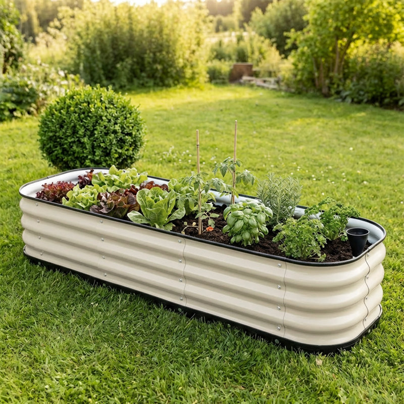 Planter, Beige, 11.2" H x 63.0" W x 16.5" D