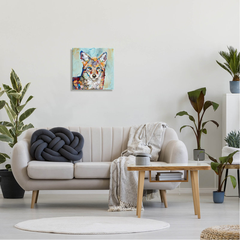 Abstrait renard, peinture moderne, art mural sur toile par Jen Seeley, H 17 po x l 17 po x P 1,5 po