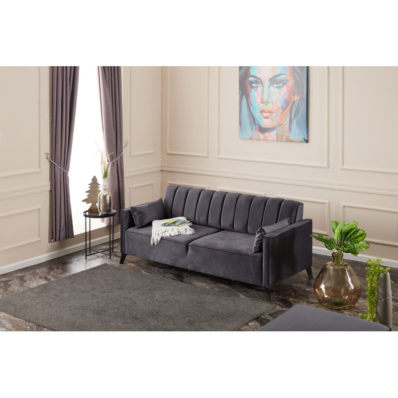 Canapé rembourré 81,1 po Thorfinn, Mélange de lin gris anthracite