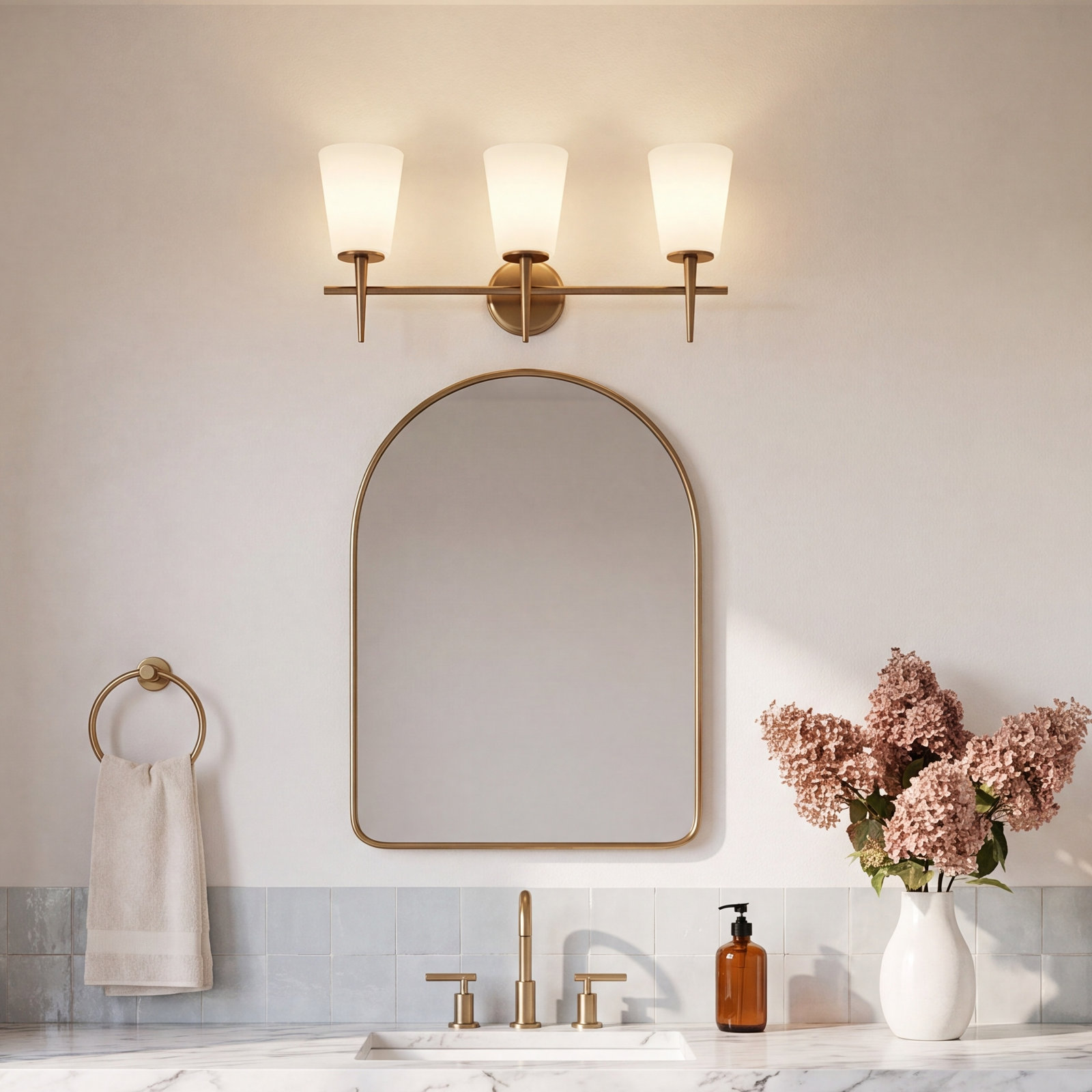 Erlandson 3-Light Dimmable Vanity Light, Satin Brass, 100W A19 Medium