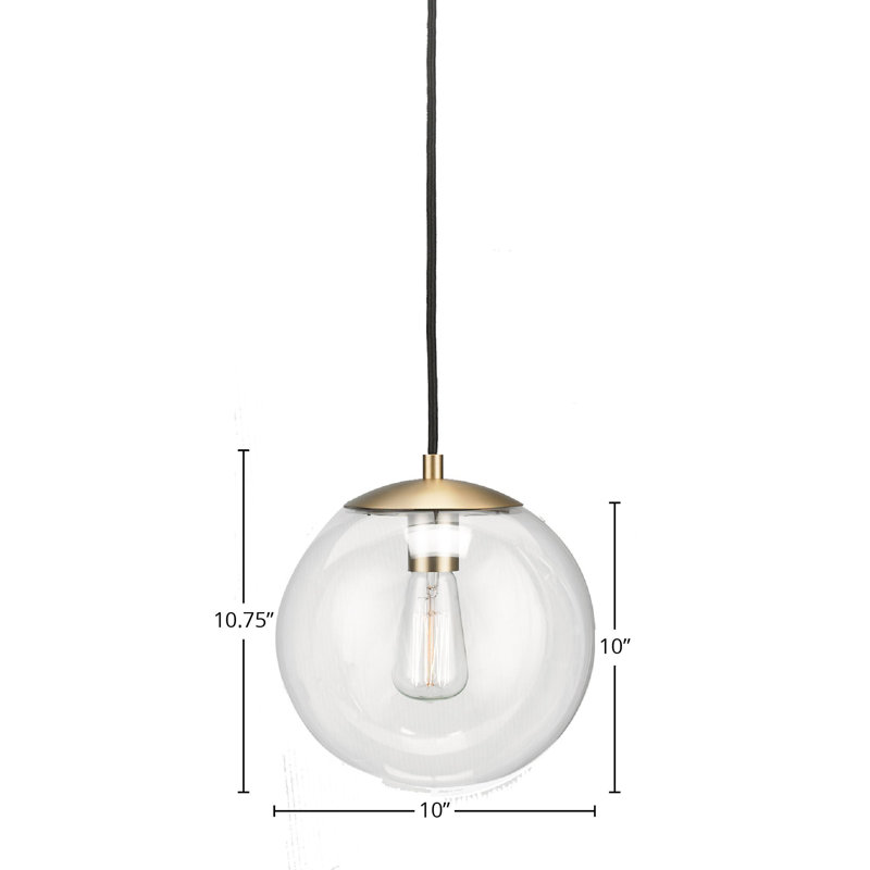 Luminaire suspendu 1 lumière Eclipse, Or doux, Transparent