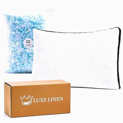 CoolDream Adjustable Memory Foam Bed Pillow - Queen Size - Cooling Circular Knit Cover - Shredded Foam for Side, Back, Stomach Sleepers - Pack of 1