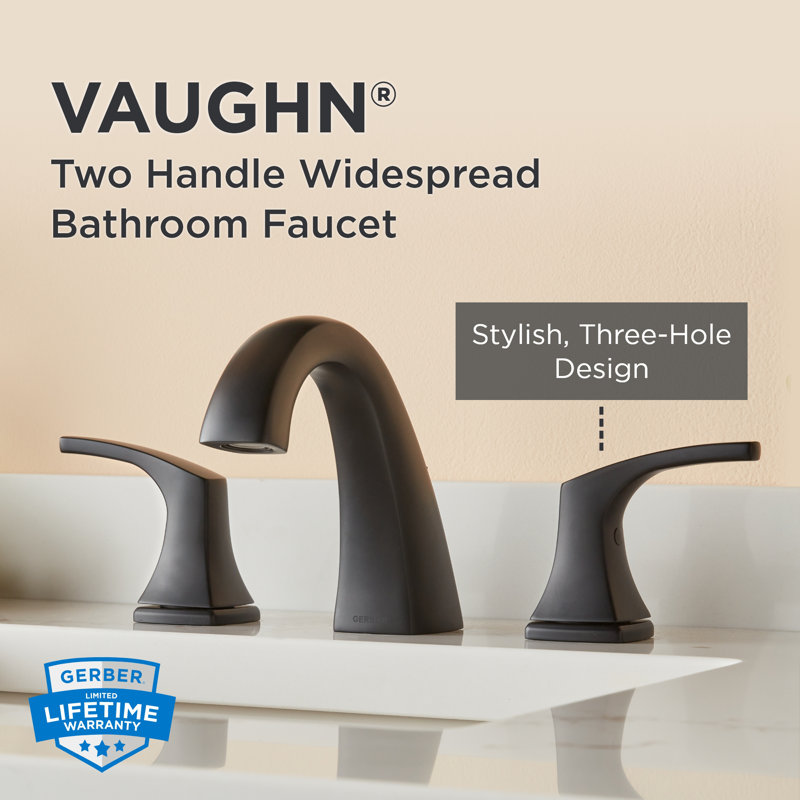 Vaughn Widespread Bathroom Faucet with Drain Assembly, Satin Black