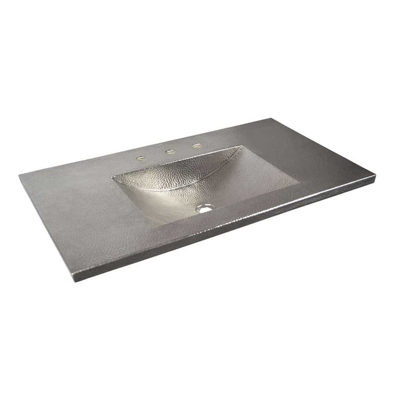 Plateau de meuble-lavabo simple 36,5 po avec lavabo Cozumel, Nickel brossé