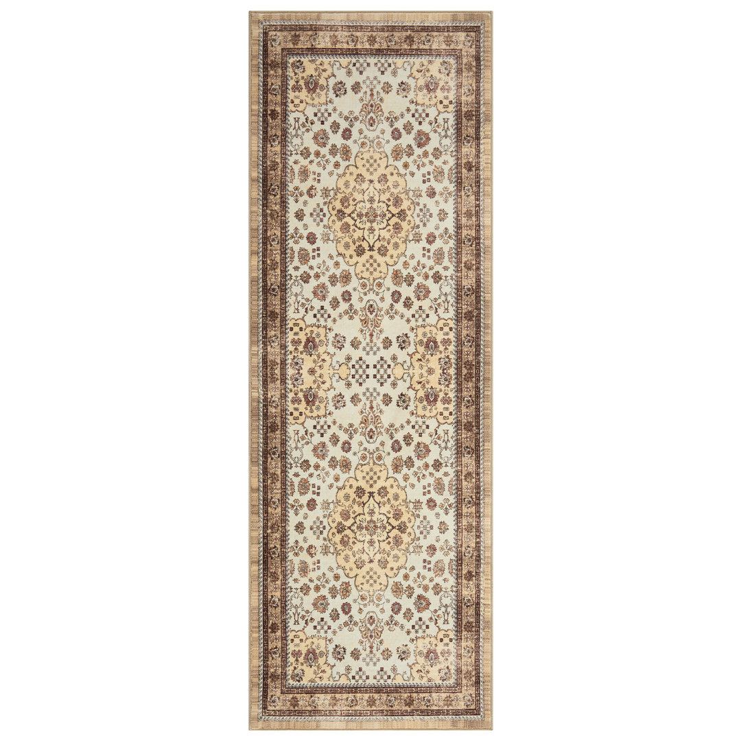 Washable Foldable Vintage Rug for Home Decor – Short Soft Pile, Non-Slip & Stain-Resistant – Indoor & Outdoor Use – Size 80x150 cm, Camel