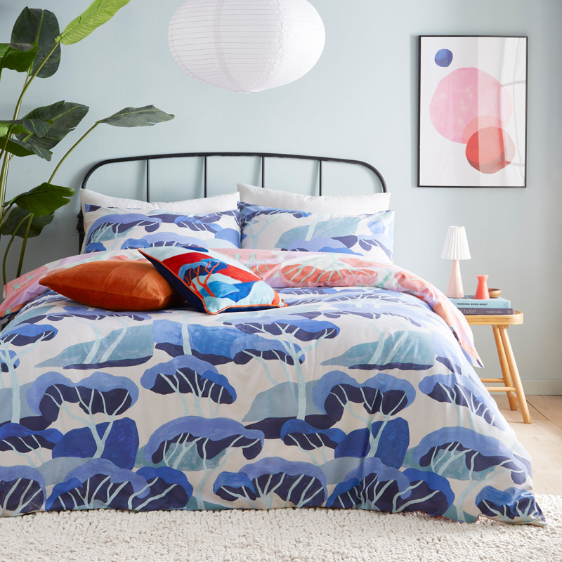 D'Azure Cotton Blend Abstract Duvet Cover Set with Pillowcases, 200 x 200 cm - 2 Standard Pillowcases