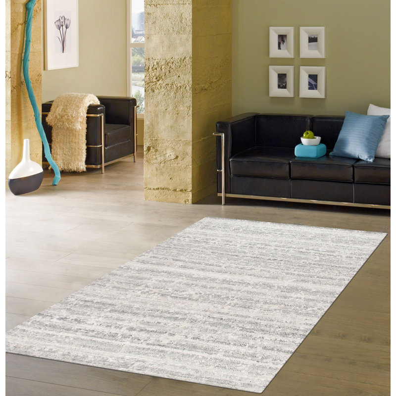 Vogue Hand-Knotted Wool Gray/White Area Rug, Rectangle 9'11" x 14'3"