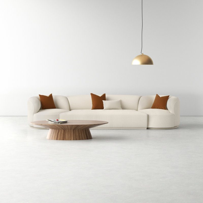 Tov Furniture Fickle Cream Boucle 3-Piece Modular Sofa, Cream Boucle