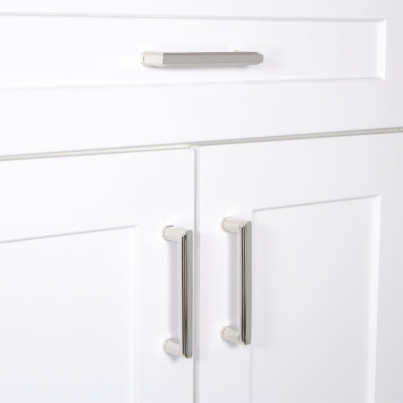Brass Bar Pull, 4", Polished Nickel