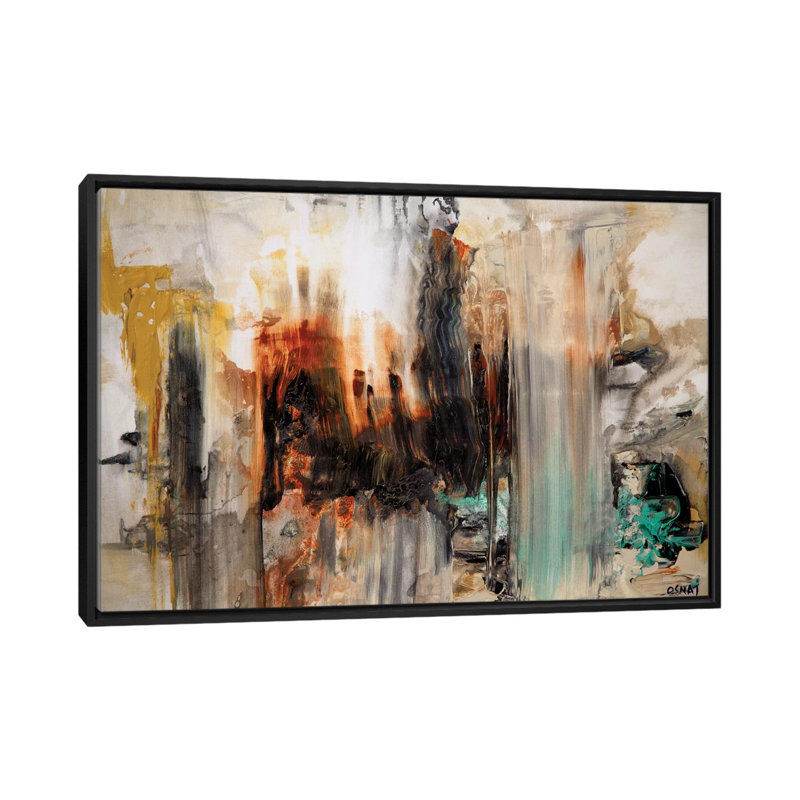 «Swiger Abstract», reproduction sur toile, H 18 po x l 26 po x P 1,5 po, Pas de tapis, Toile avec cadre noir